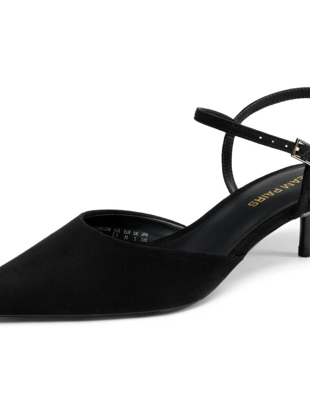 Women's Black-suede Kitten Heels Pointed Closed Toe Stiletto Pumps Comfortable